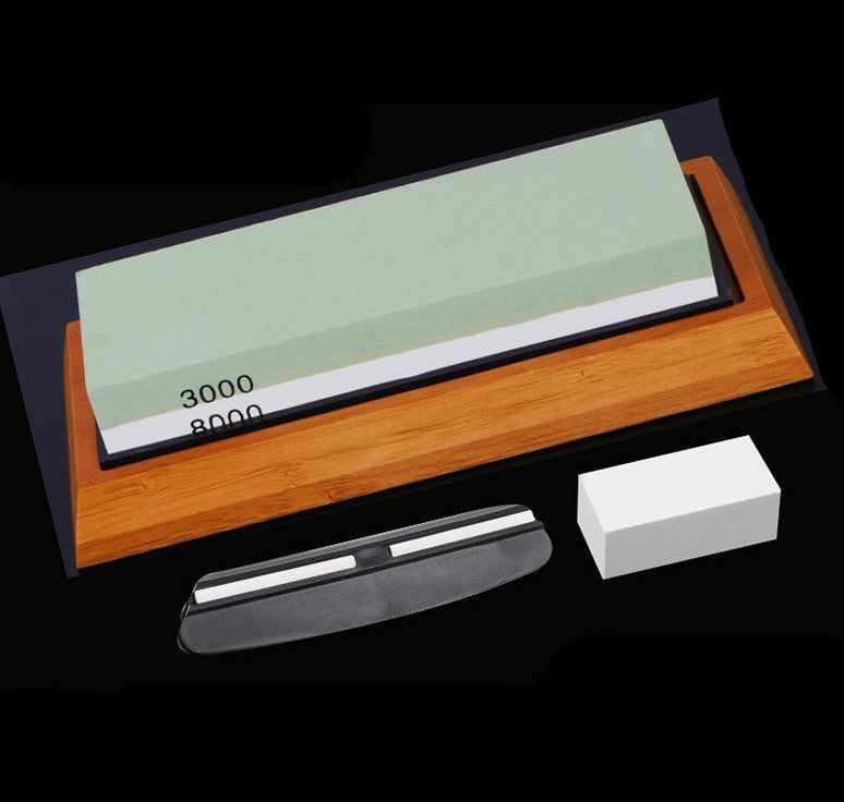Kitchen Whetstone Set 3000/8000 Grit White Corundum Sharpening Stone with Bamboo Base and Accessories