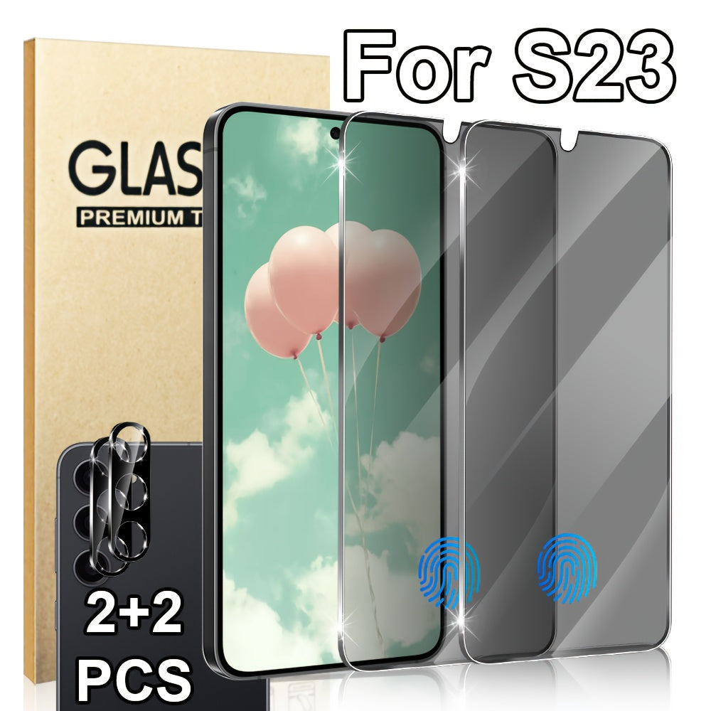 2+2 Pack Privacy Tempered Glass Screen Protectors for Samsung Galaxy S10–S25 and Note10/20 Series, 3D Full Coverage, Scratch-Resistant, Fingerprint Unlock