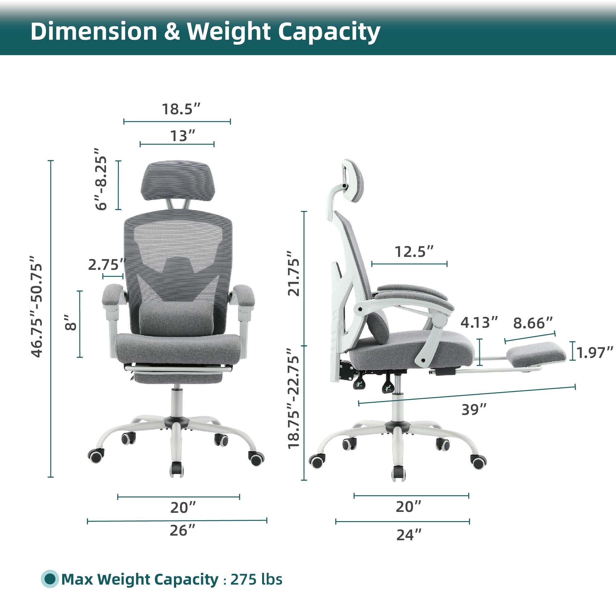 Ergonomic Office Chair with Footrest and Lumbar Support