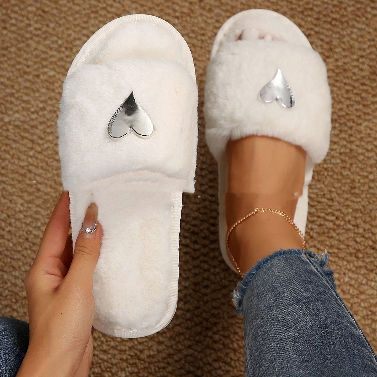 Fluffy Slipper Fall Winter Warm Home Fur Furry Slippers Women - PMMNAPOLES