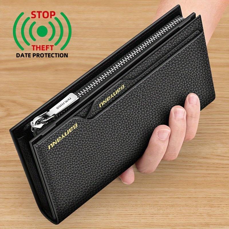 Genuine Leather RFID Blocking Clutch Wallet Large Capacity with 26 Card Slots, Phone Pockets & 2 ID Windows for Men & Women