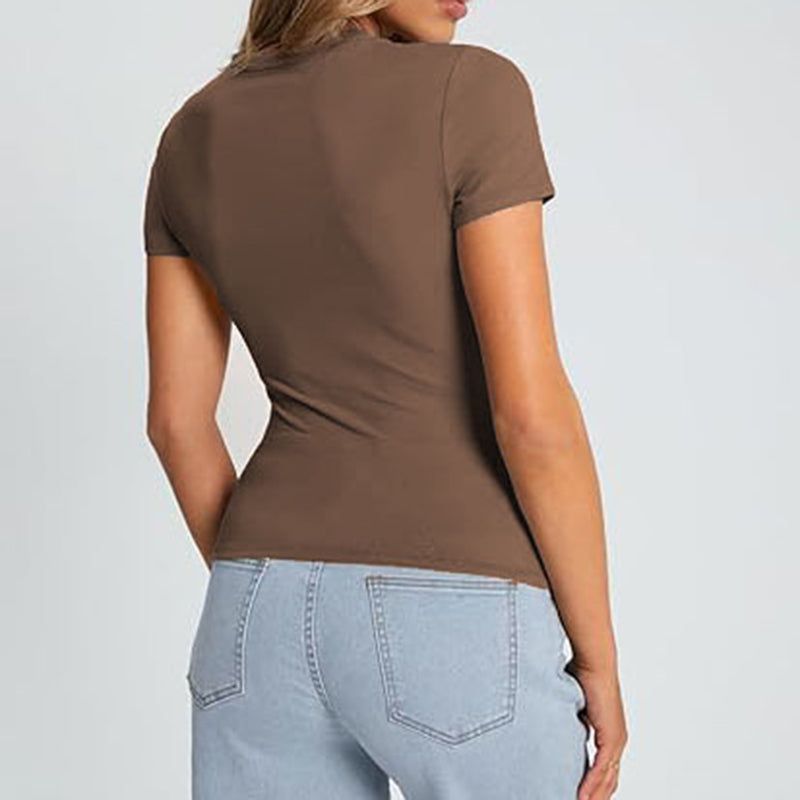 Womens Crewneck Slim Fit T Shirt For Summer Wear