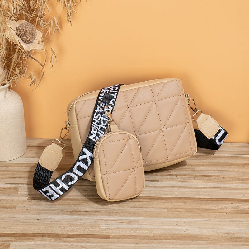 Women’s Two-Piece Messenger Bag Set PU Leather Soft Shoulder Bag with Small Crossbody Pouch