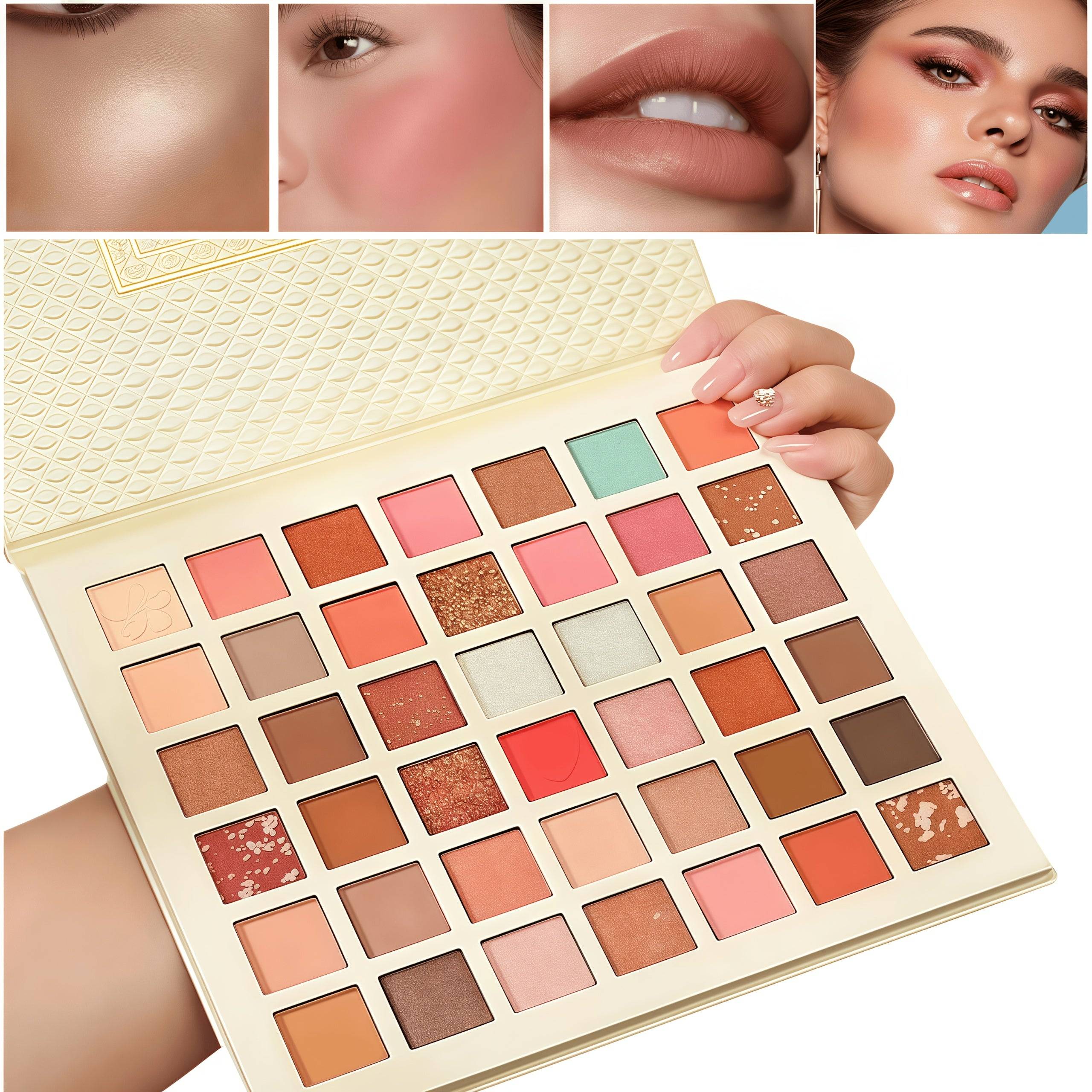 42-Color Eyeshadow Palette with Matte & Shimmer Shades, Creative Color Mixing for Eye Makeup & Blush, Ideal for Daily Looks & Festival Styling