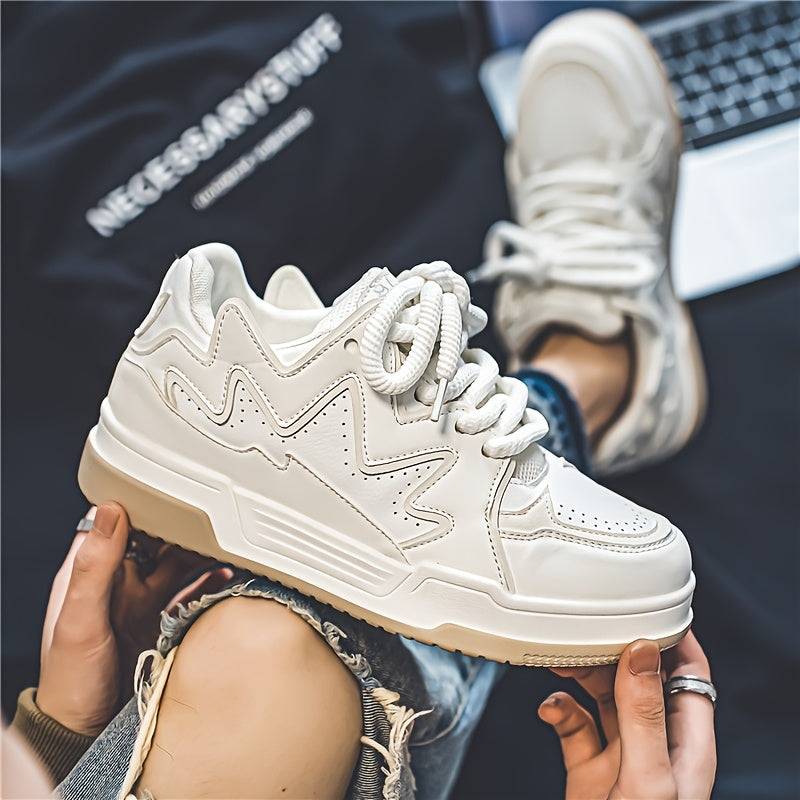 Men’s Low-Top Casual Sneakers Lace-Up Design with Thick PVC Sole & Breathable Lining for Daily Wear, Outdoor & Light Exercise