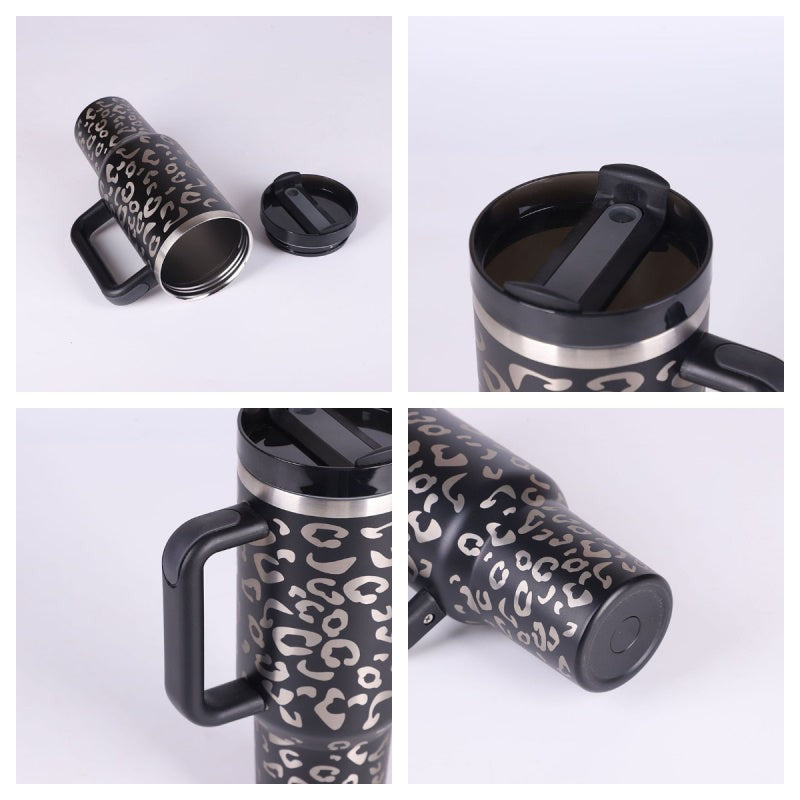 40oz Stainless Steel Insulated Tumbler with Handle and Straw