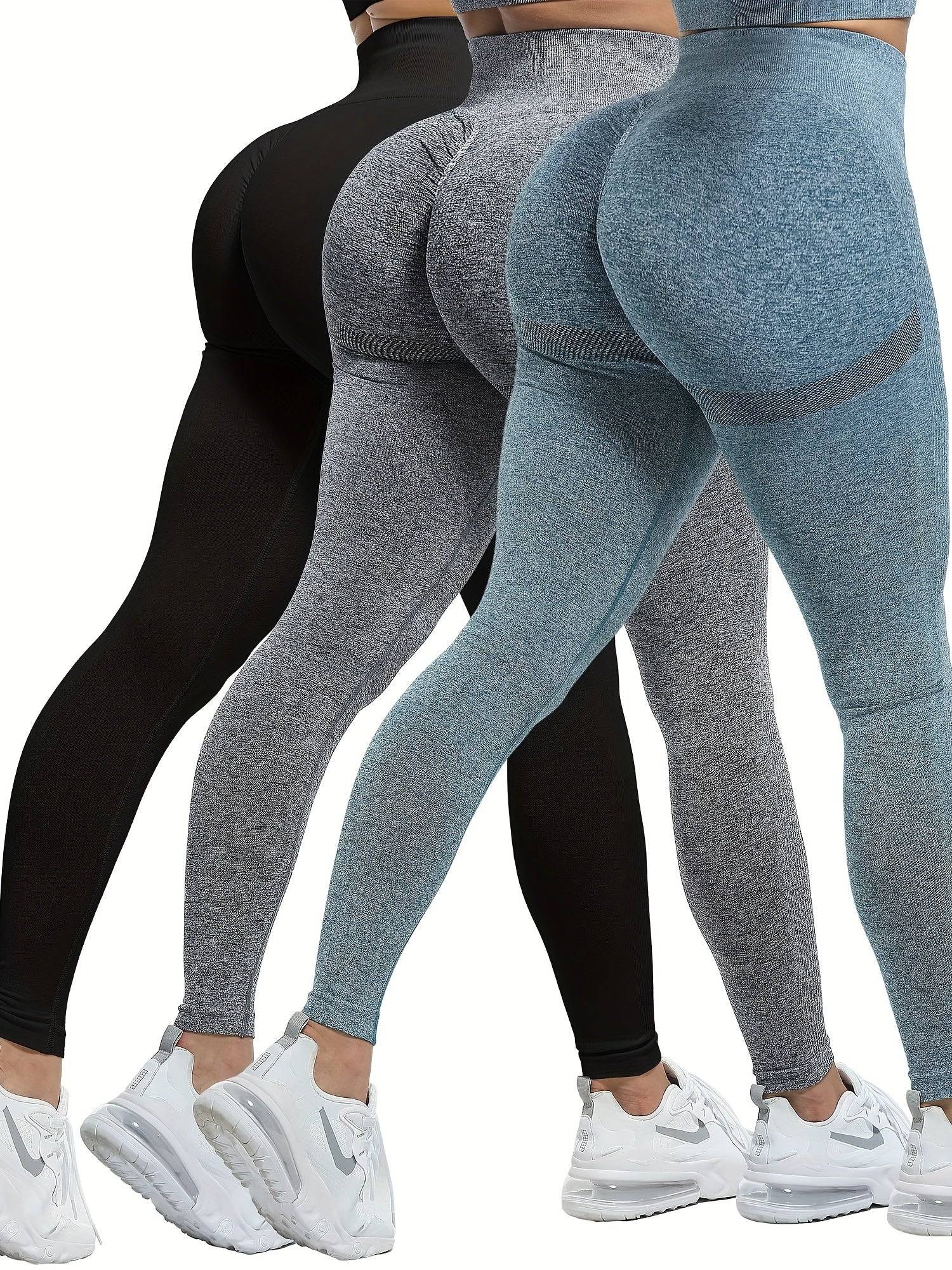3-Piece Women’s Seamless High-Waist Sports Leggings, Soft Breathable Stretch Fabric for Running & Fitness Workouts