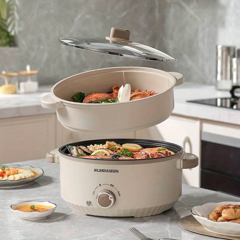 118oz Electric Hot Pot & Wok – Non-Stick Multi-Functional Cooker with Triple Power Control, Portable Stew Pot for Hotpot, Soup, Stir-Fry & Ramen