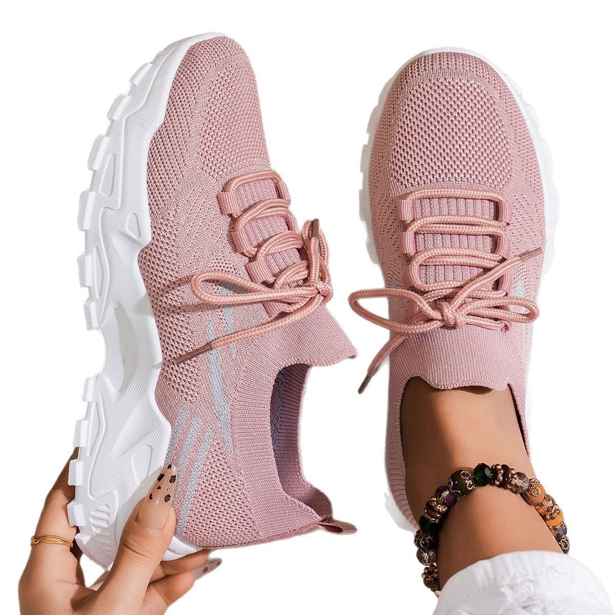Women’s Mesh Lace Up Sneaker Lightweight Low Heel