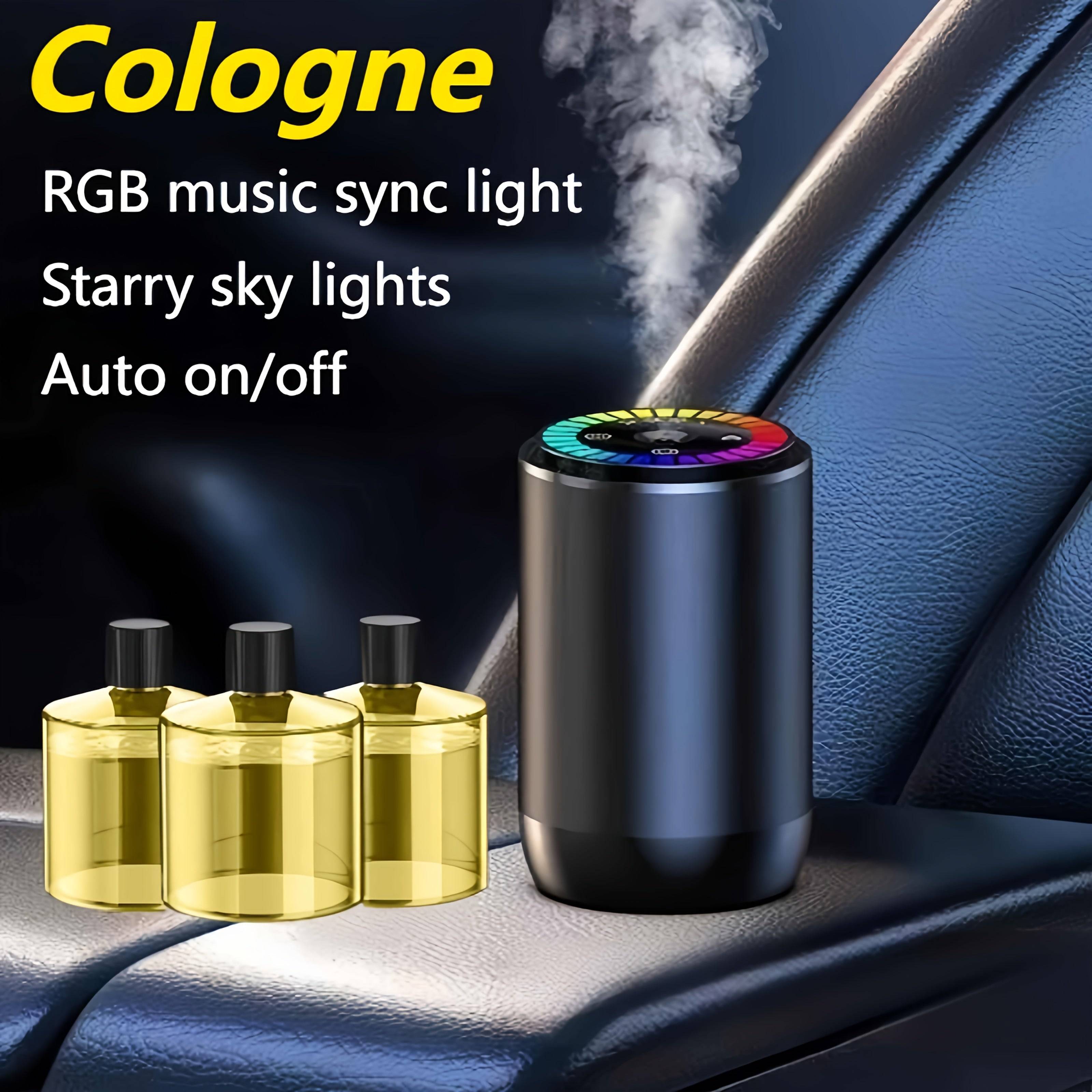 Smart Car Air Freshener with Dynamic Light Show & Starry Sky Mode Essential Oil Diffuser with Adjustable Fragrance Intensity Long-Lasting French Cologne Scent