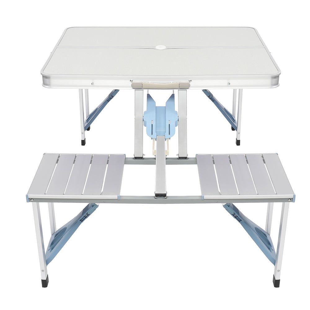 Portable Folding Camping Table with Integrated Chairs Set