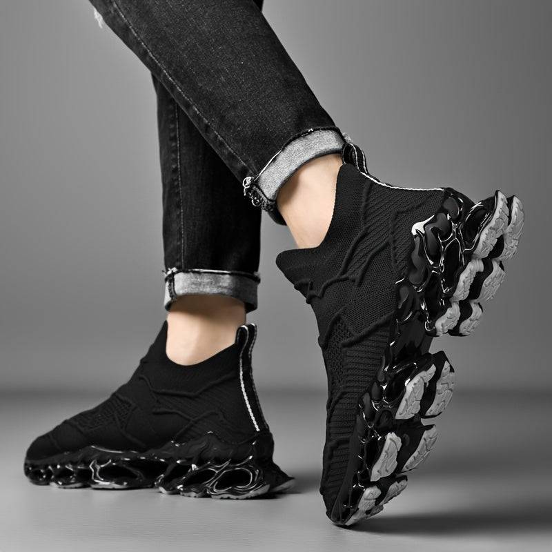 Men’s Blade Running Shoes with Shock Absorption & Slip-On Design, Breathable Low-Top Sneakers with TPU Sole & EVA Cushion for Hiking & Workouts