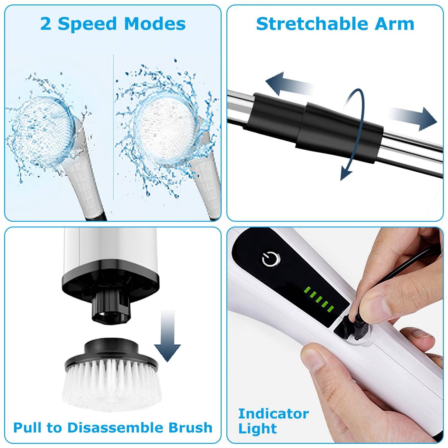 Cordless Electric Spin Scrubber With Extension Arm Kit