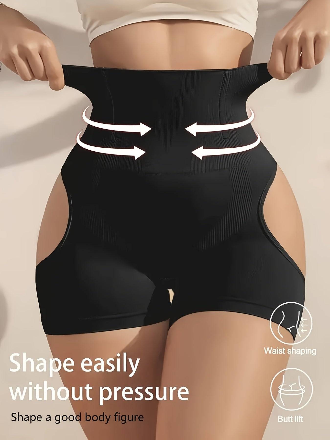 Women’s High-Waisted Shapewear Shorts – Nylon & Elastane Blend with Tummy Control and Butt Lift, Smooth Solid Color Fabric