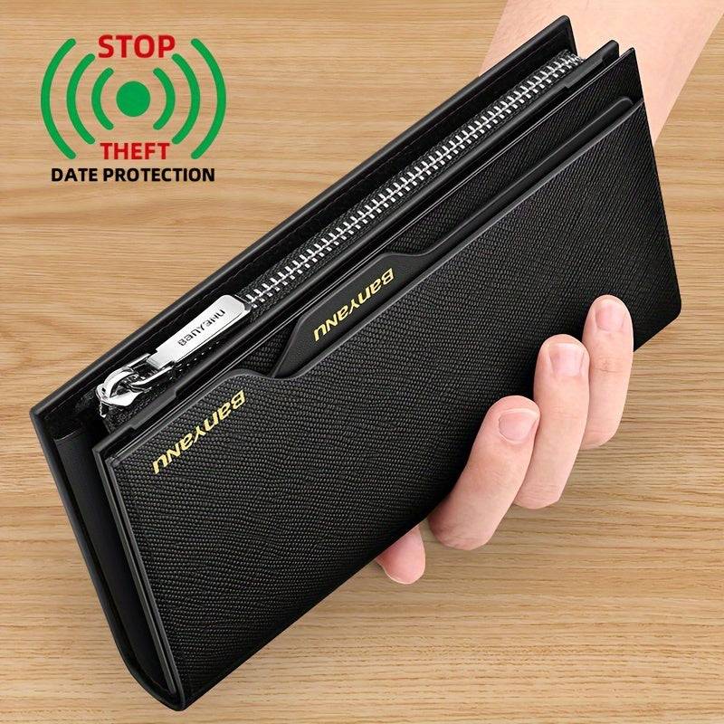 Genuine Leather RFID Blocking Clutch Wallet Large Capacity with 26 Card Slots, Phone Pockets & 2 ID Windows for Men & Women