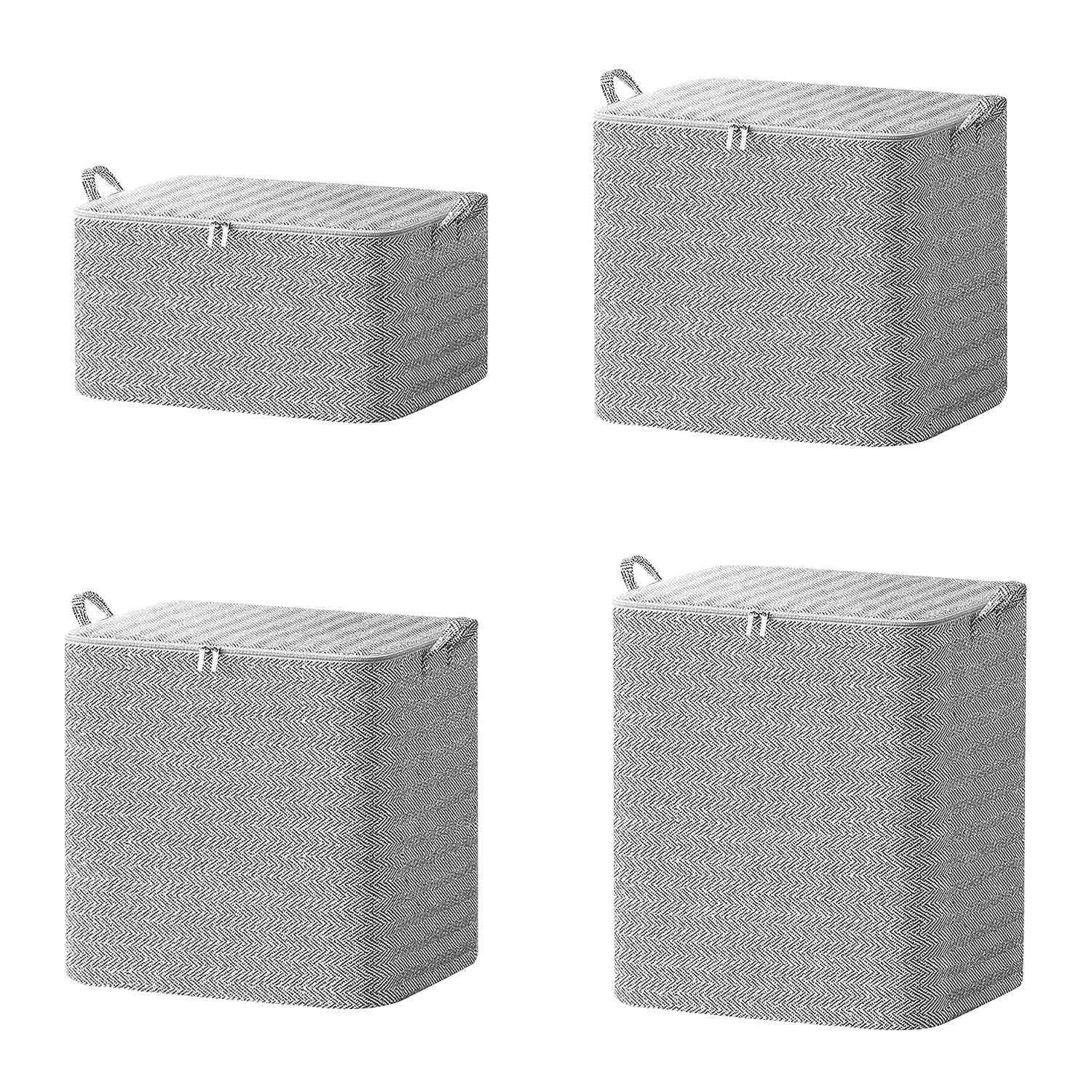 4 Pack Foldable Storage Boxes with Lid and Zipper