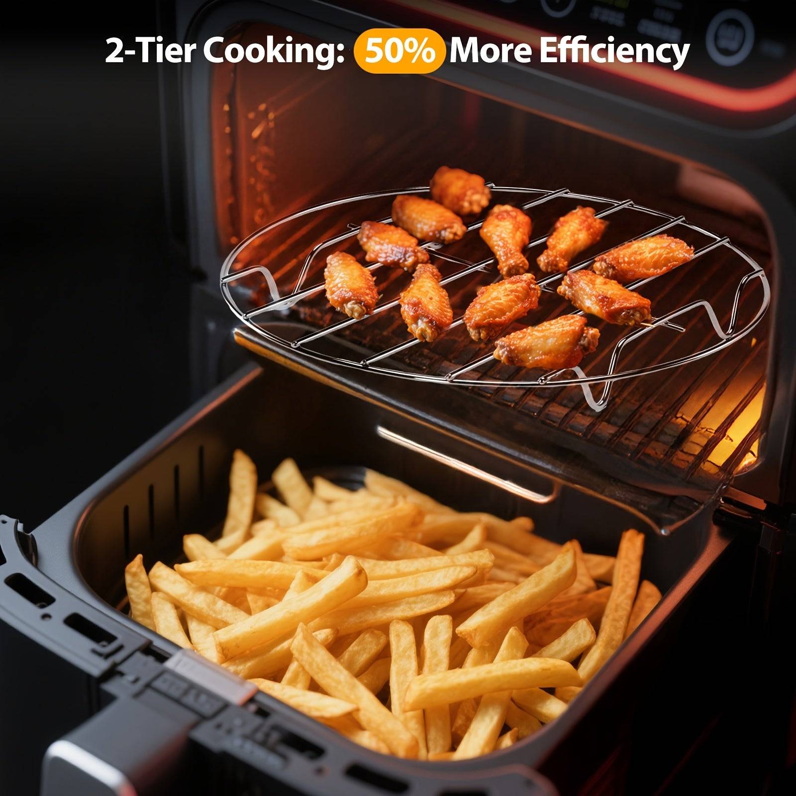 7-Piece Air Fryer Accessories Set 8" Egg Bites Mold, Pizza Pan, Cake Barrel, Skewer Rack & Silicone Mat Nonstick & Dishwasher Safe for 3.5Qt–5.8Qt Air Fryers
