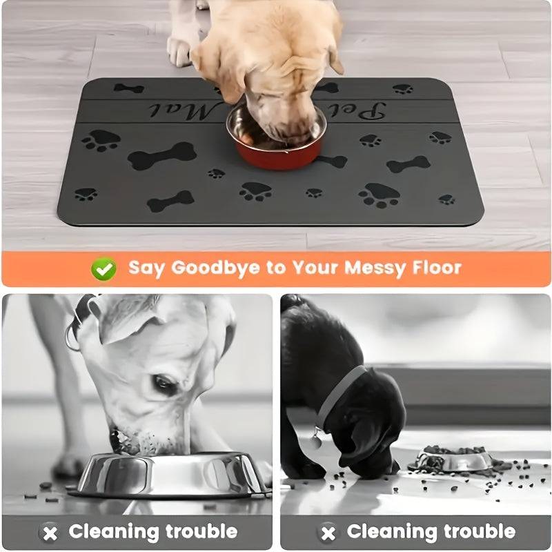 Non-slip quick-drying rubber pet feeding mat for food and water bowls, waterproof and stain-resistant dog placemat