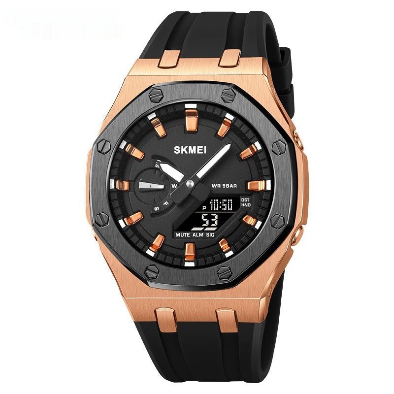Men’s Multifunction Sports Watch Waterproof 50M Electronic LED Luminous Display with Silicone Strap
