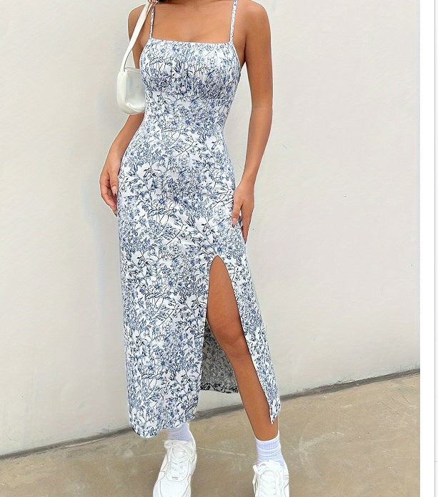 Women’s Sleeveless Sunflower Print Dress Casual Style