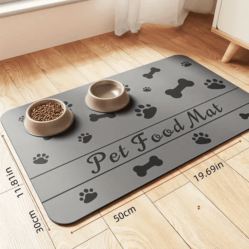 Non-slip quick-drying rubber pet feeding mat for food and water bowls, waterproof and stain-resistant dog placemat