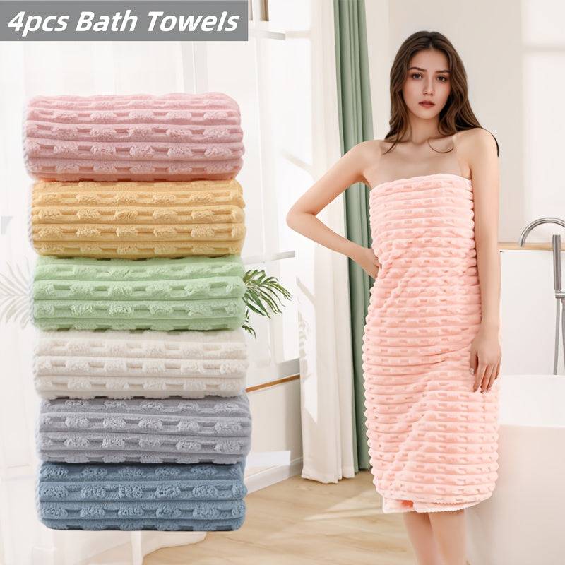 4-Pack Waffle Weave Bath Towels Super Soft & Quick-Dry Microfiber for Adults Durable Towels for Daily or Travel Use