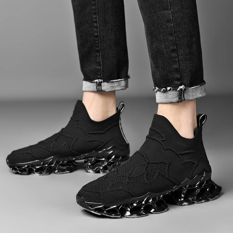 Men’s Blade Running Shoes with Shock Absorption & Slip-On Design, Breathable Low-Top Sneakers with TPU Sole & EVA Cushion for Hiking & Workouts
