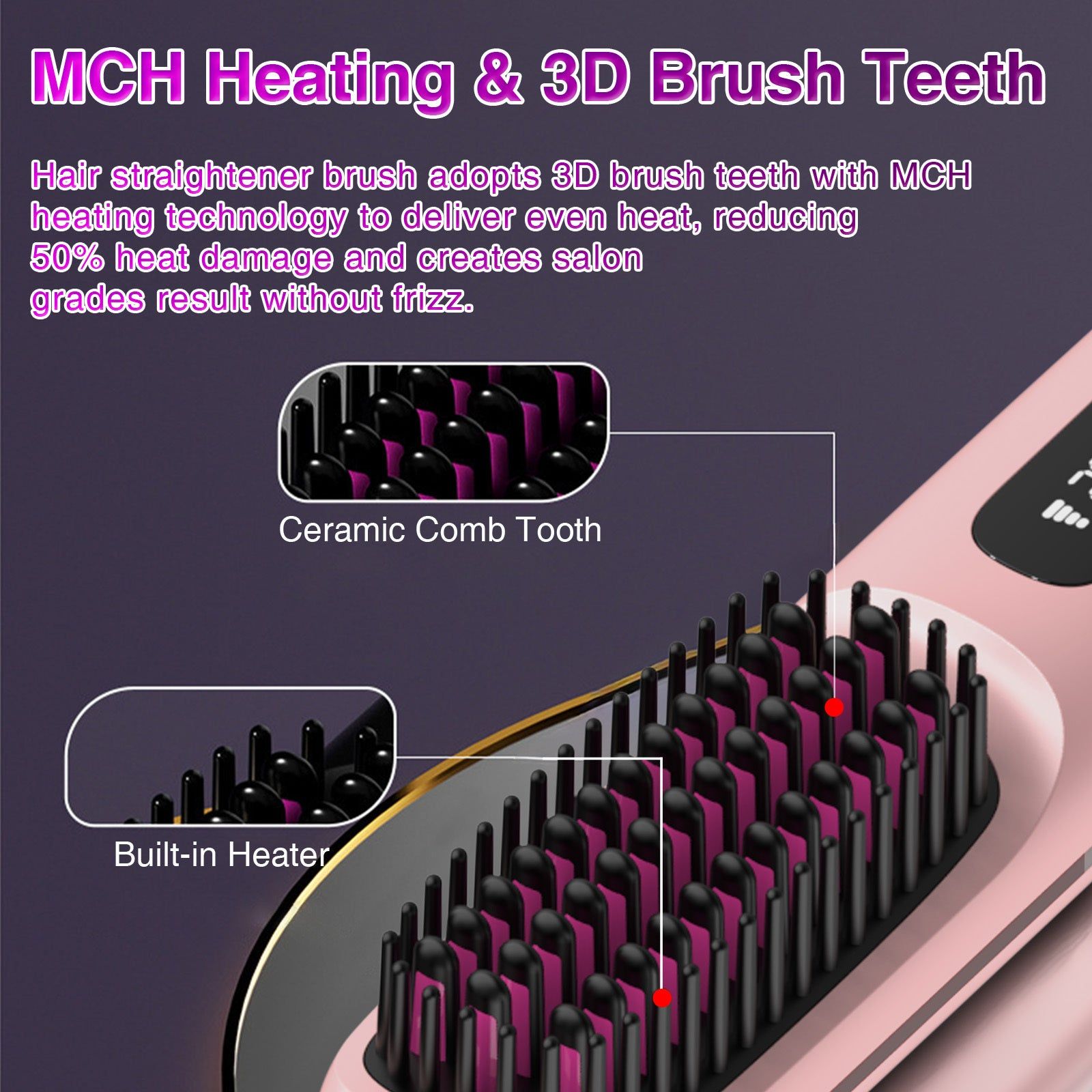 Cordless Ionic Hair Brush with LED Temperature Control