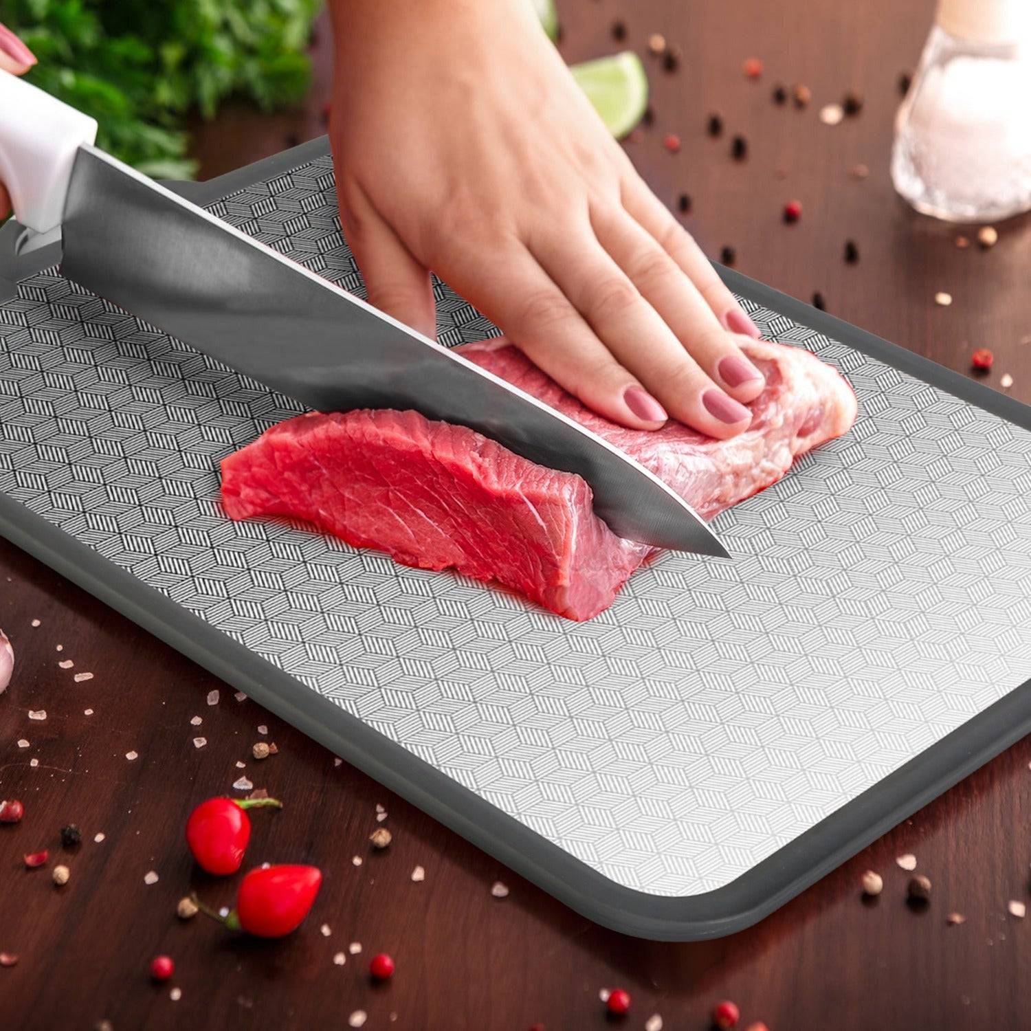 Double Sided Cutting Board Set with Steel and PP Design