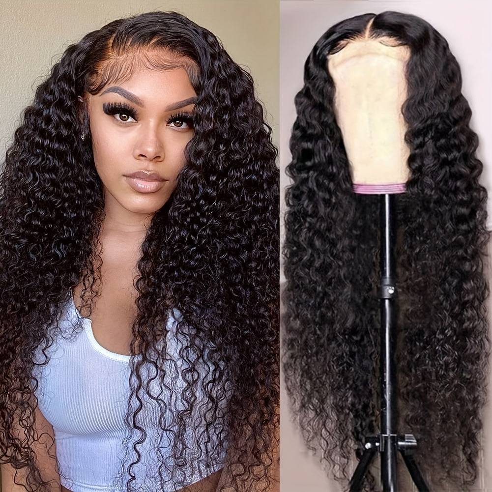 Brazilian Virgin Human Hair Wig Deep Wave 4x4 HD Lace Closure 180% Density with Pre-Plucked Baby Hair Natural Black, Soft, Tangle-Free for Daily & Special Occasions