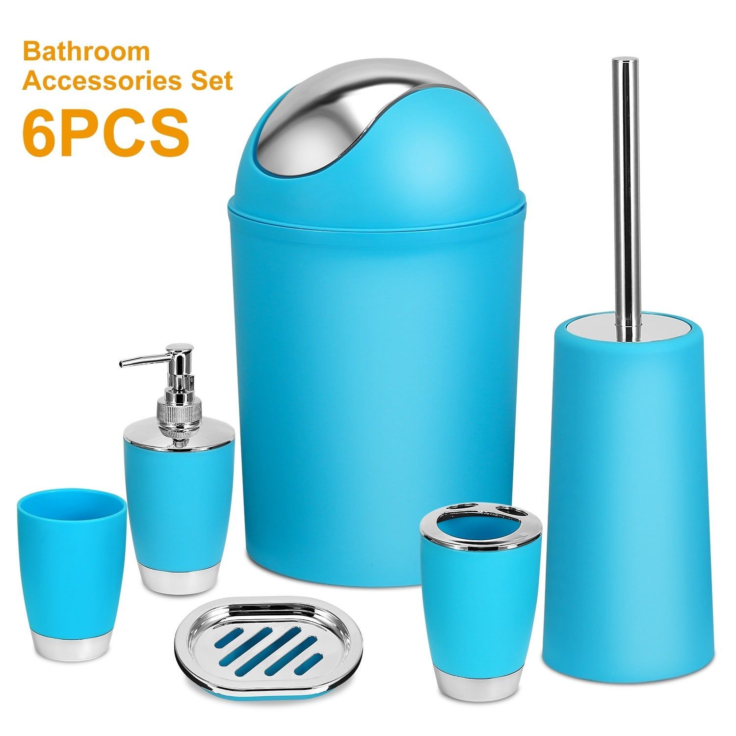 Bathroom Set 6 Piece Durable PP Accessories Collection