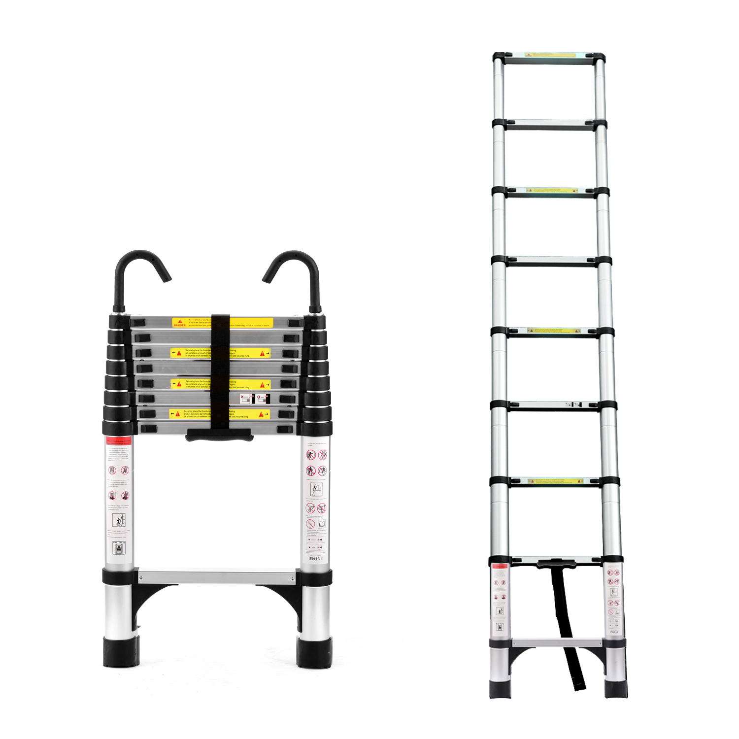 8.5FT Telescopic Folding Ladder Aluminum Adjustable