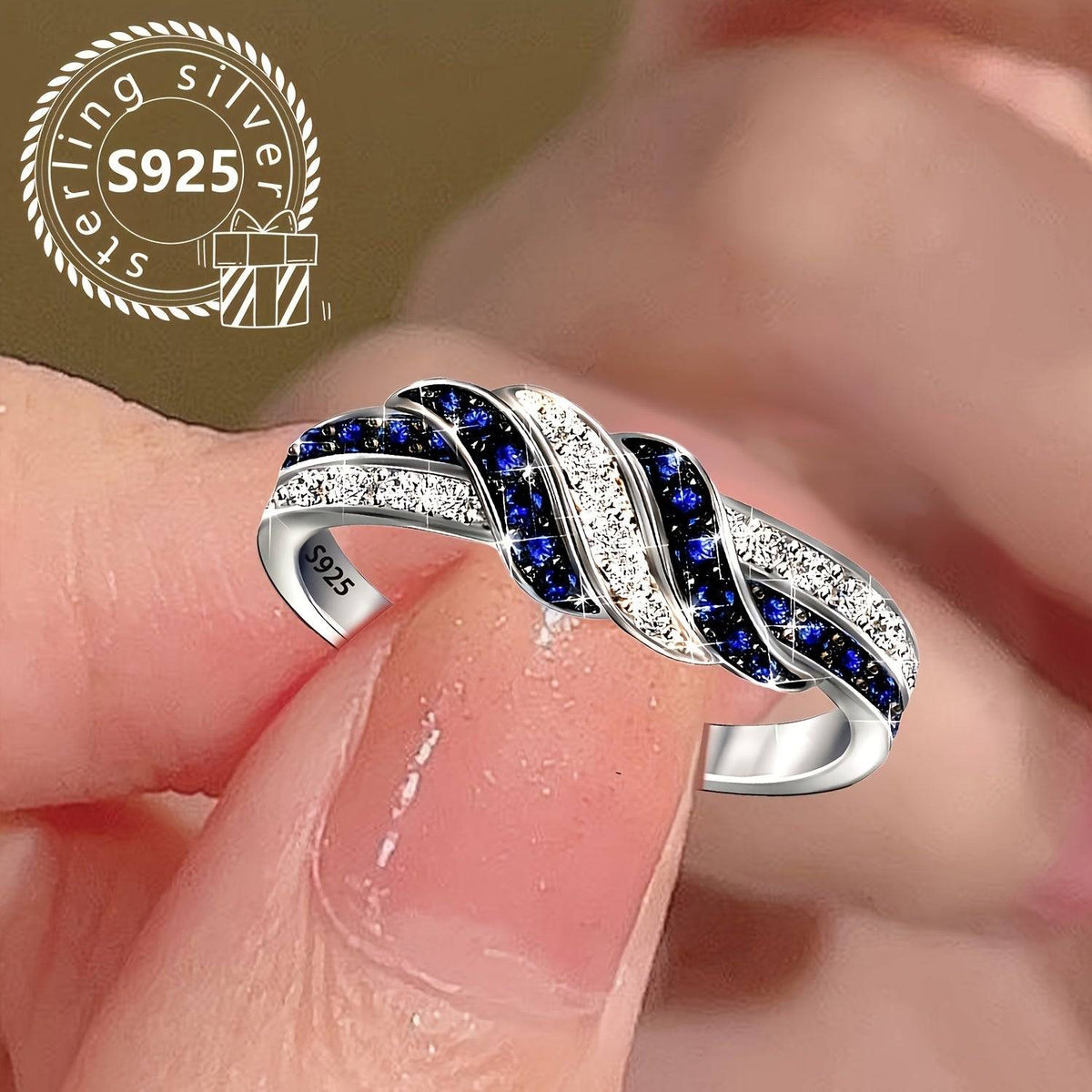925 Sterling Silver Twisted Ring for Women – Elegant Cubic Zirconia Design, Perfect for Weddings, Engagements & Anniversary Gifts