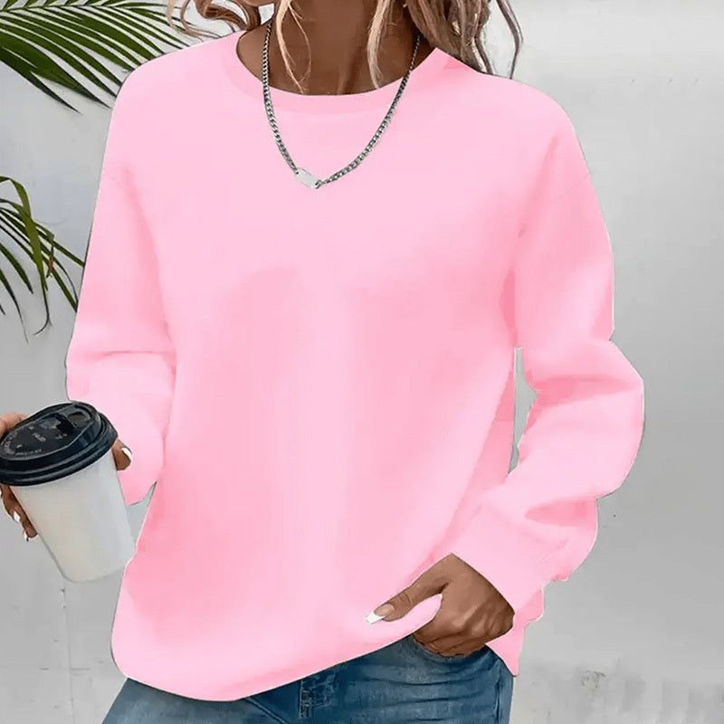 Solid Color Sweatshirts with Relaxed Pullover Fit