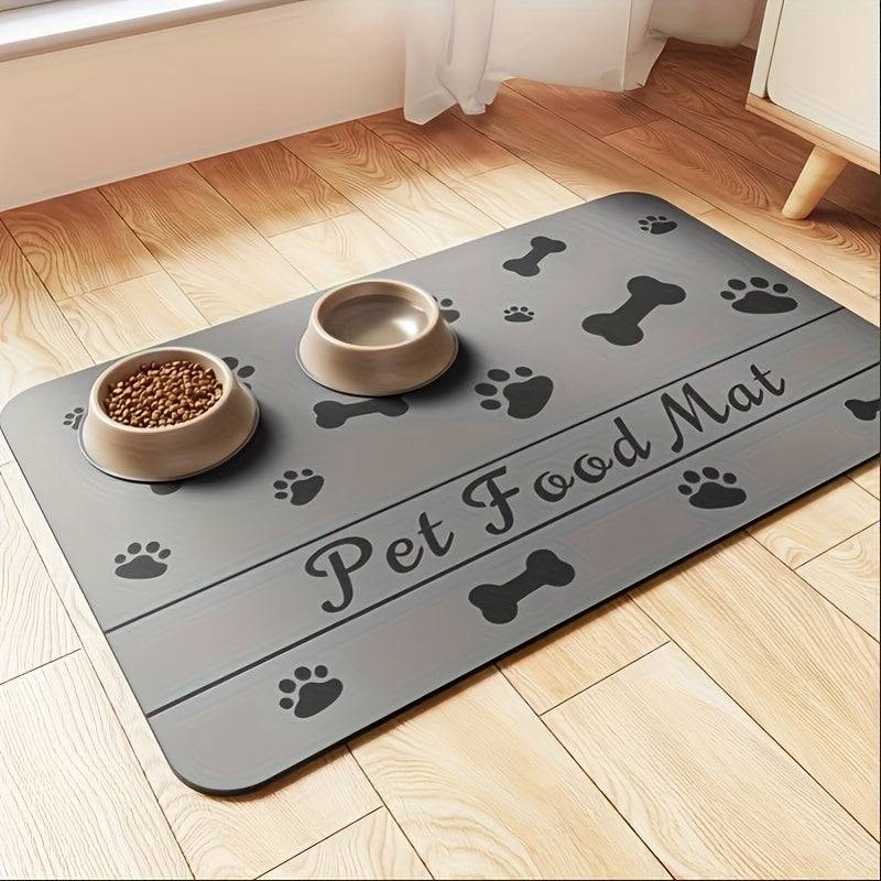 Non-slip quick-drying rubber pet feeding mat for food and water bowls, waterproof and stain-resistant dog placemat