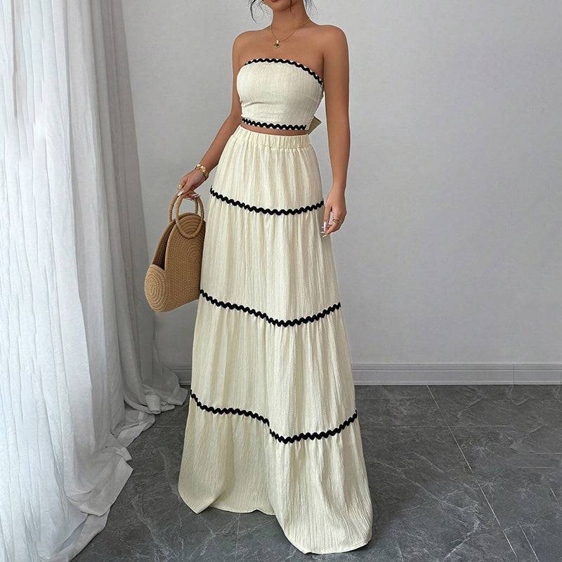 Womens Summer Two Piece Set With Strapless Skirt