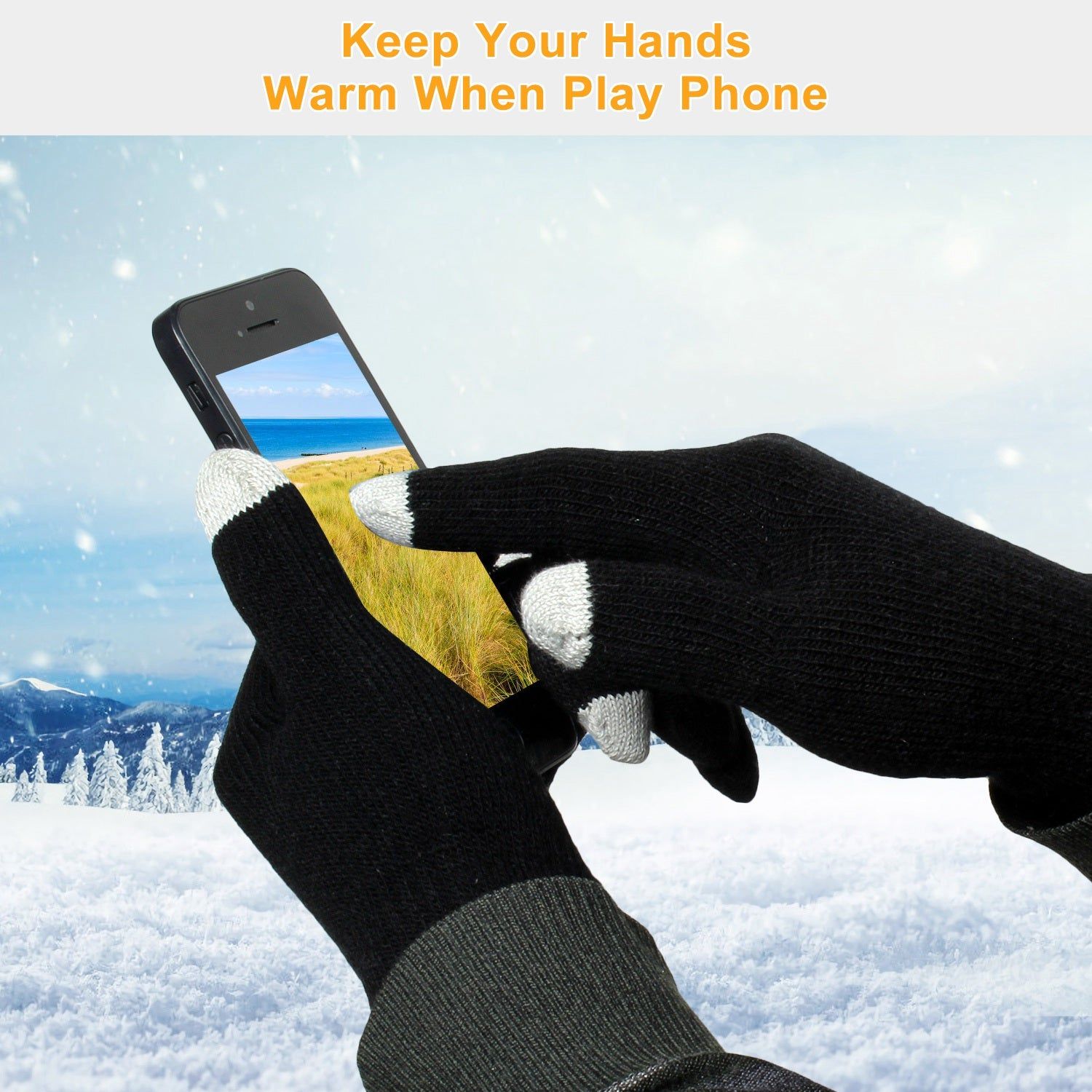 Unisex Touch Screen Gloves Warm Winter Knitted Design