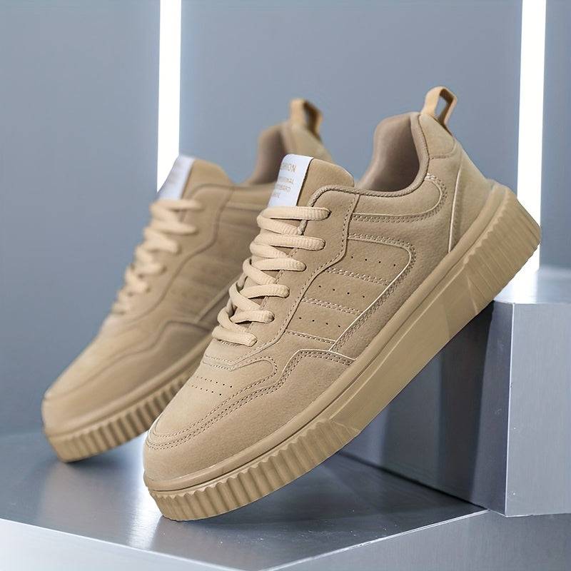 Men’s Low-Top Sneakers – Breathable PU Upper, Shock-Absorbing MD Sole, EVA Insole, Lace-Up Casual & Running Shoes for All-Season Comfort