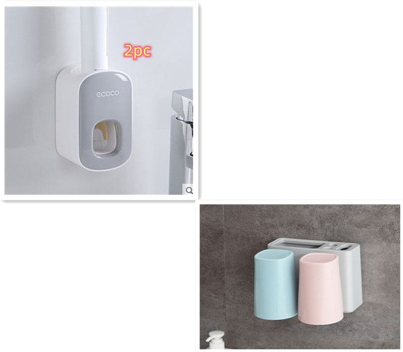 Wall Mounted Automatic Toothpaste Holder Bathroom Accessories Set Dispenser - PMMNAPOLES