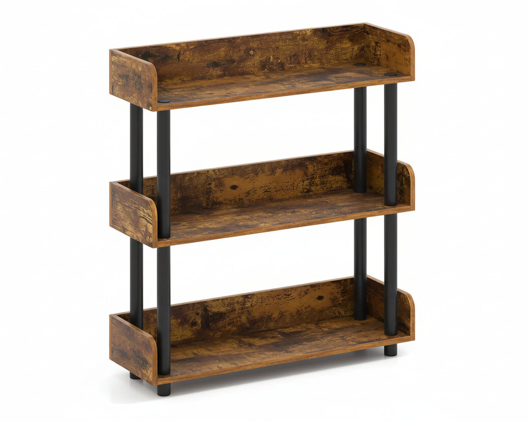3 Tier Industrial Storage Rack Bookshelf with Guardrails