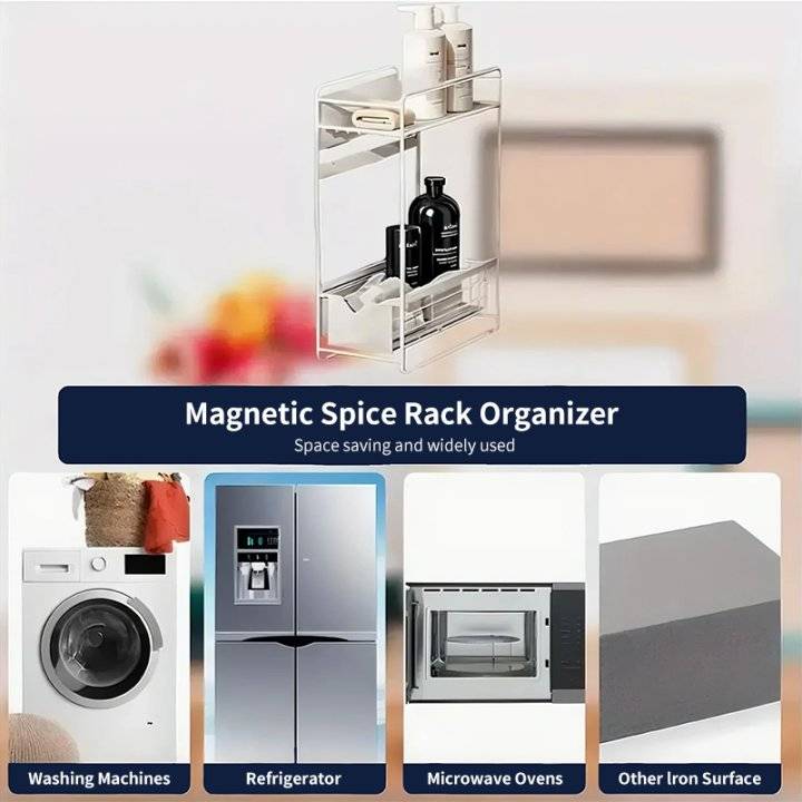 Magnetic Double Layer Storage Rack for Refrigerator Washer
