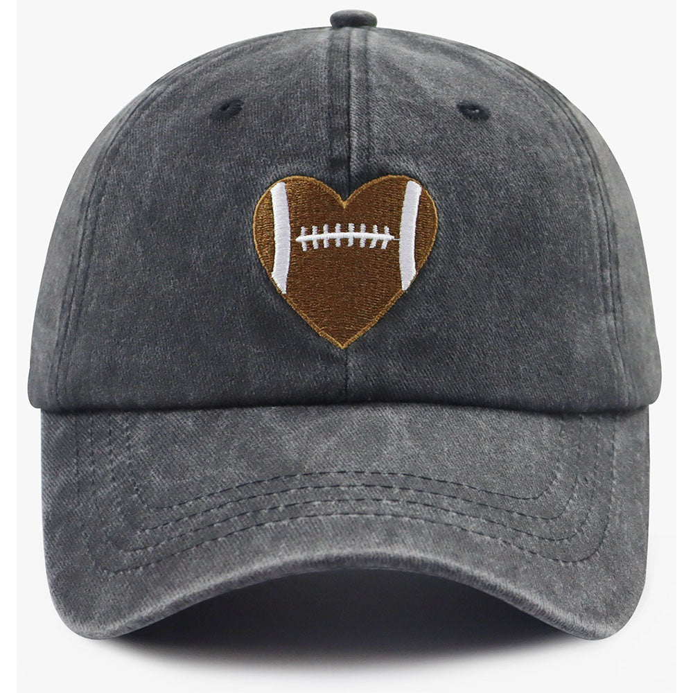 Football Heart Baseball Cap Adjustable Cotton Hat Unisex