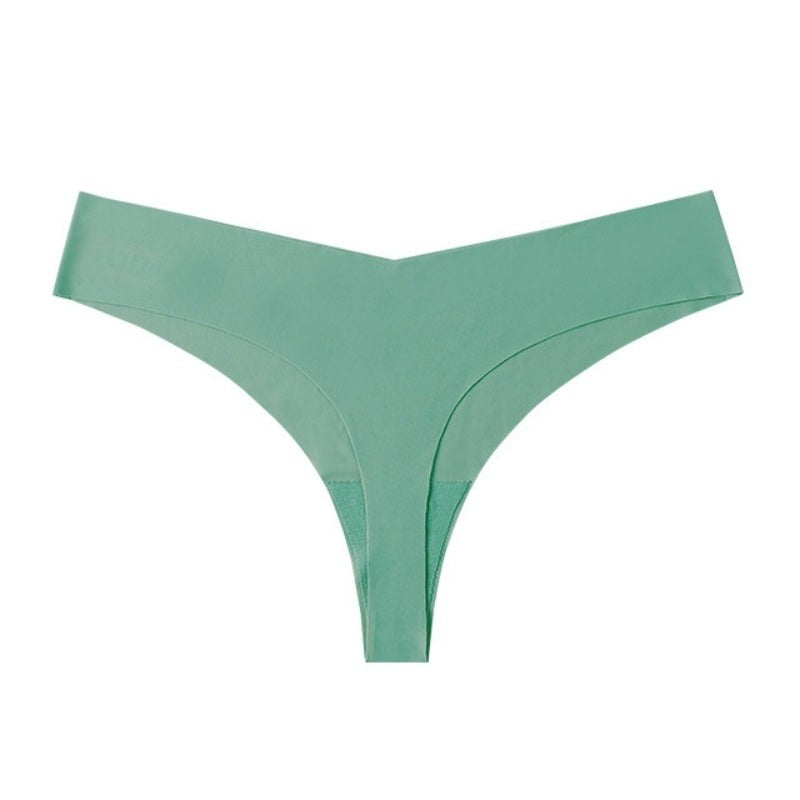 Women’s Low Waist Seamless Thong Ice Silk Nude Feel with Cotton Crotch Breathable T-Back Underwear