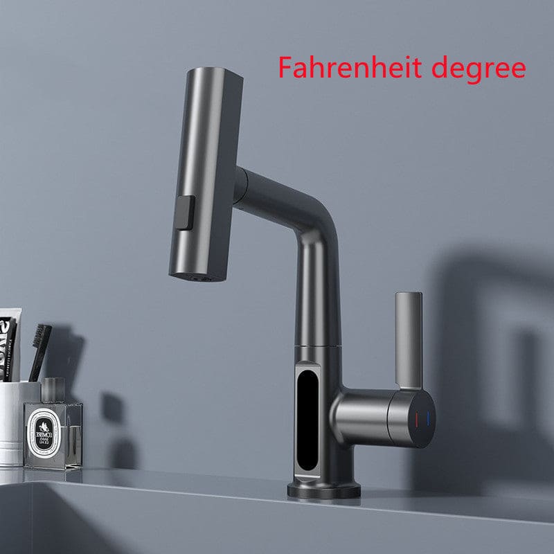 Intelligent Digital Display Faucet Pull-out Basin Faucet Temperature Digital Display Rotation - PMMNAPOLES