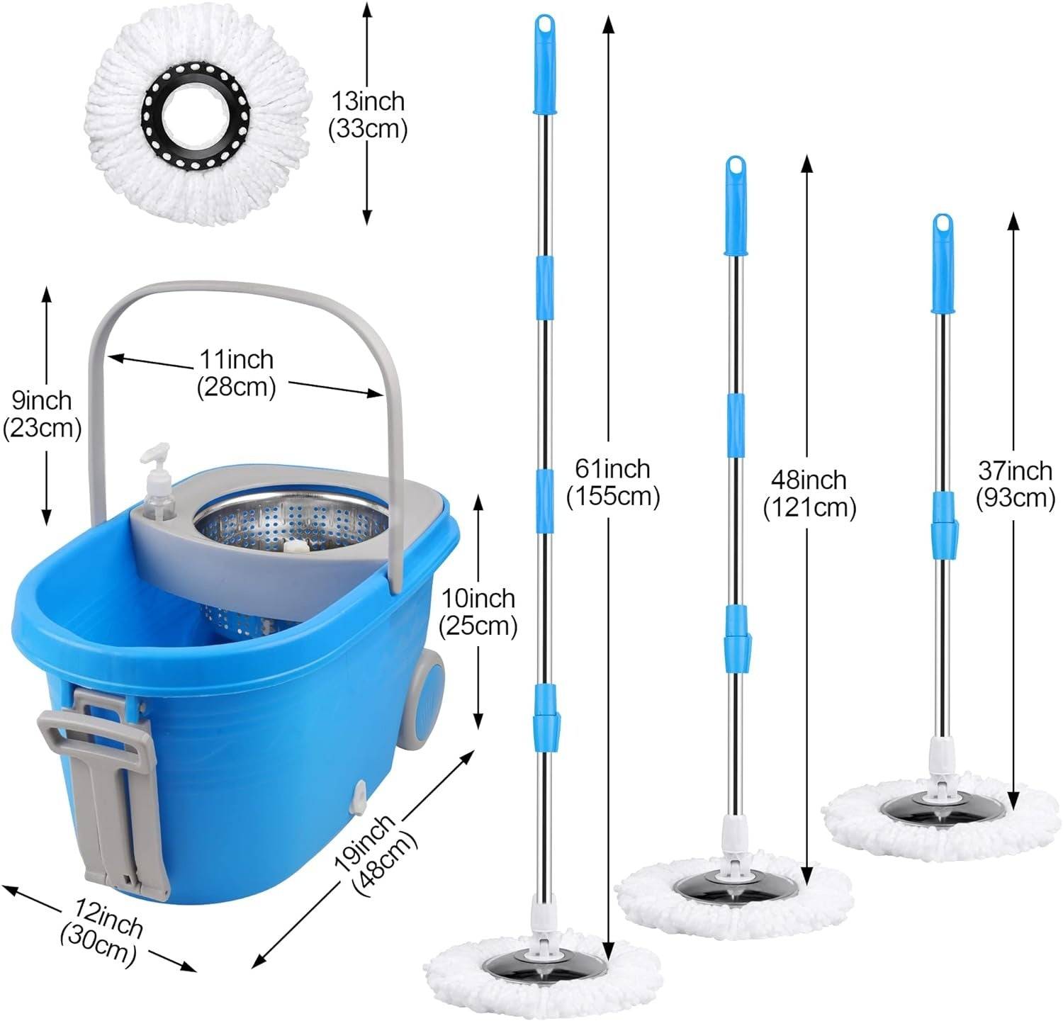 360 Spin Mop with Adjustable Handle and Bucket
