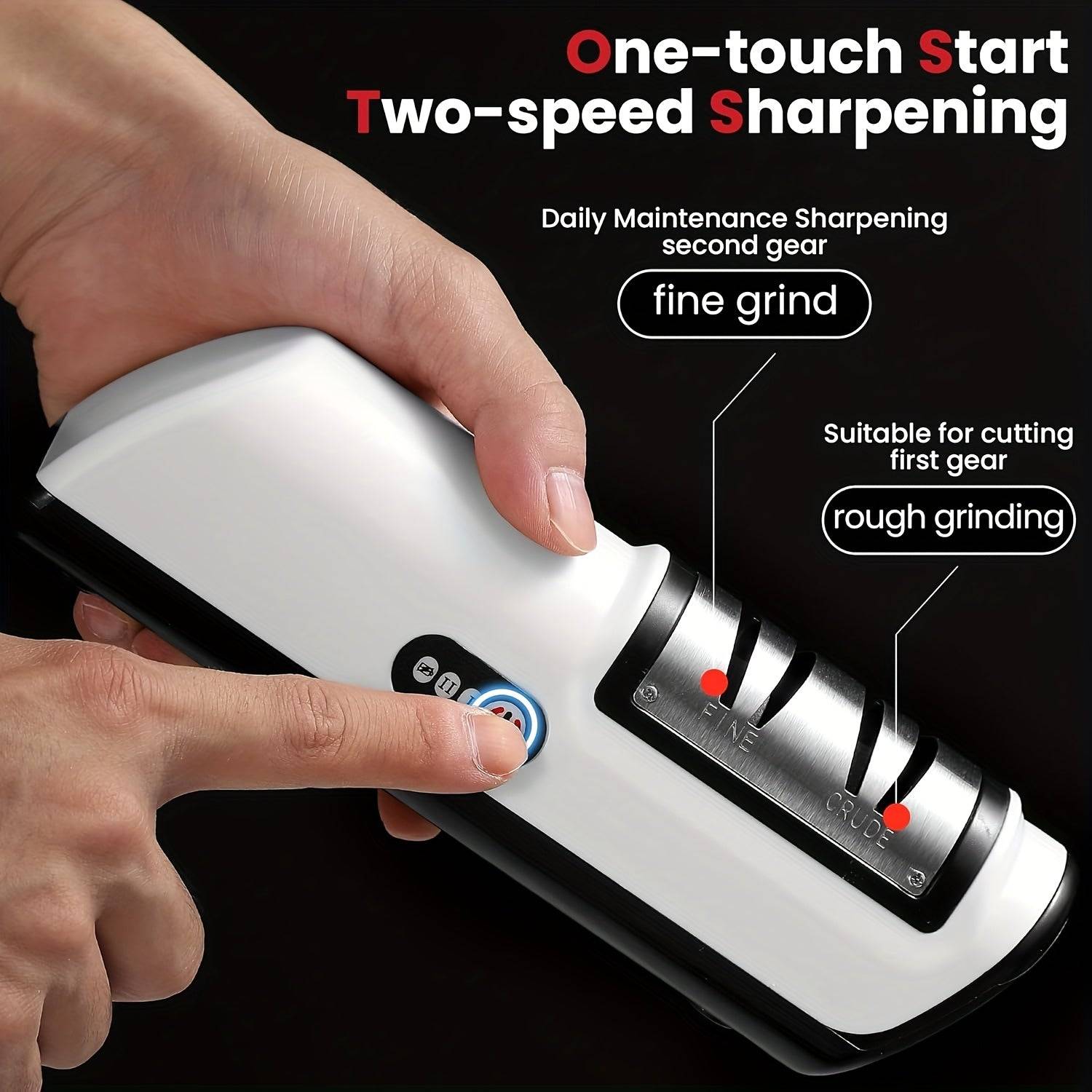 Electric Knife Sharpener 2-Stage Automatic Sharpening Tool for Kitchen Knives Professional Blade & Whetstone System for All Tableware