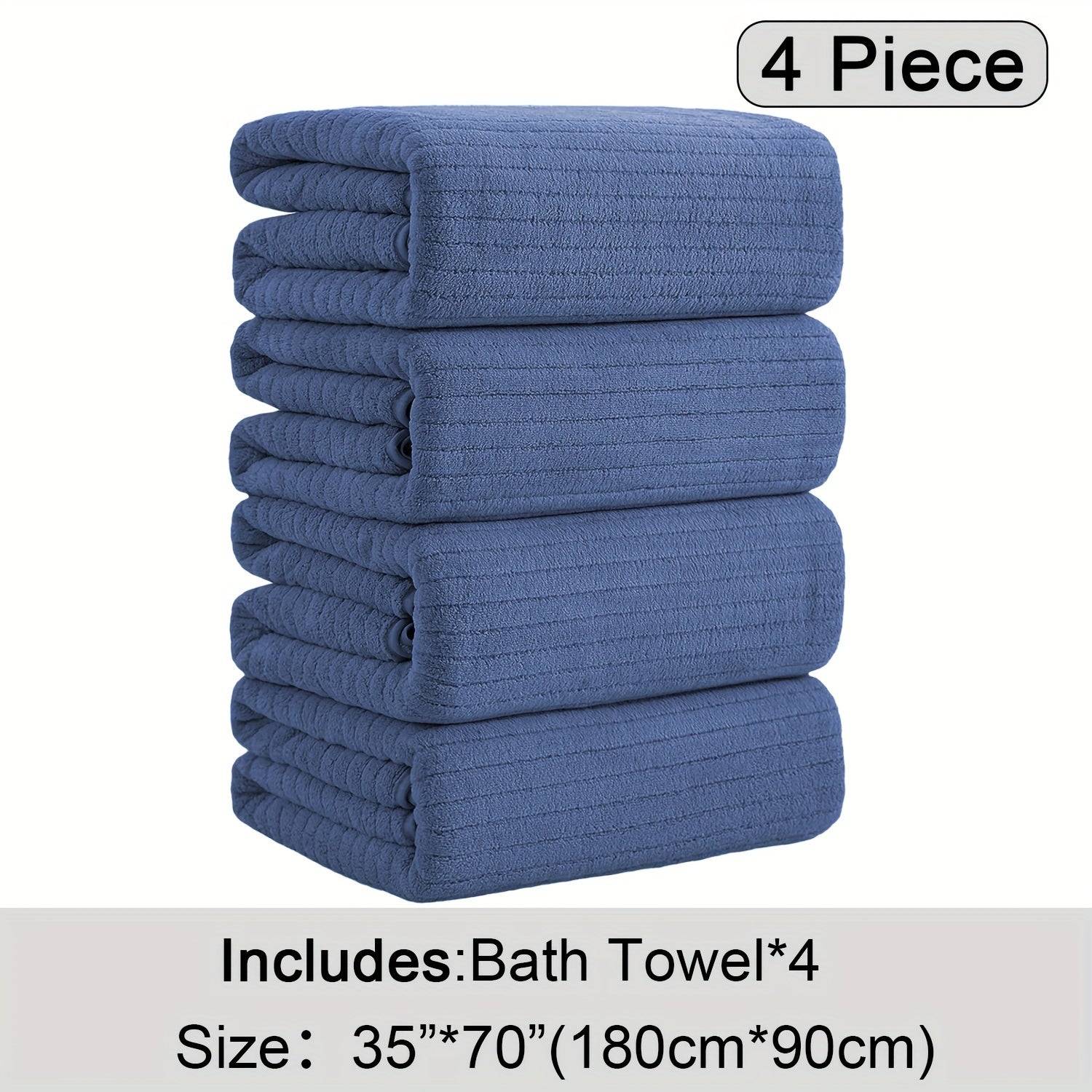 4-Pack Oversized Bath Towels Set 35"x70" XL Microfiber Towels Quick-Dry, Soft & Absorbent for Family or Hotel Use