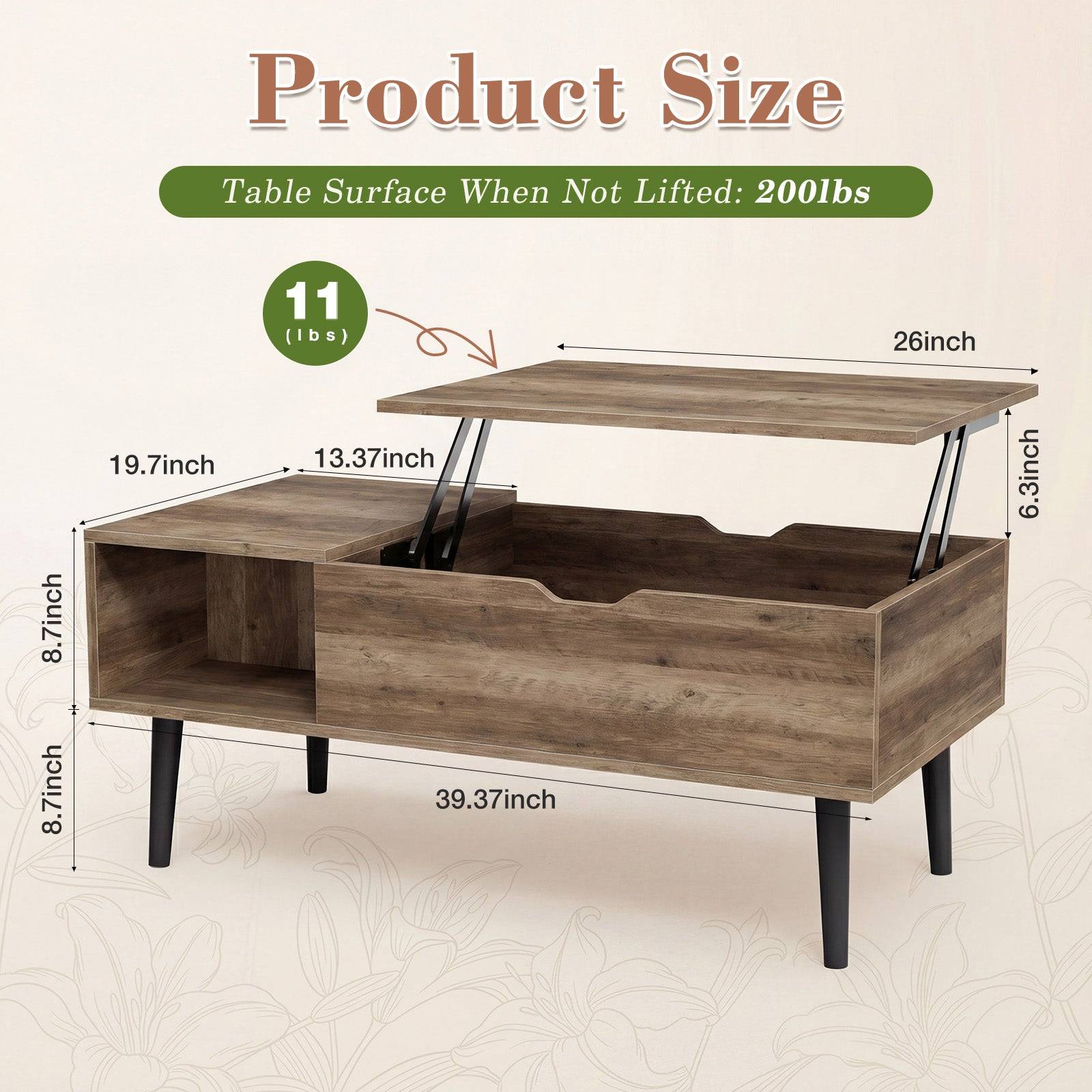 Lift Top Coffee Table With Storage And Shelves Design