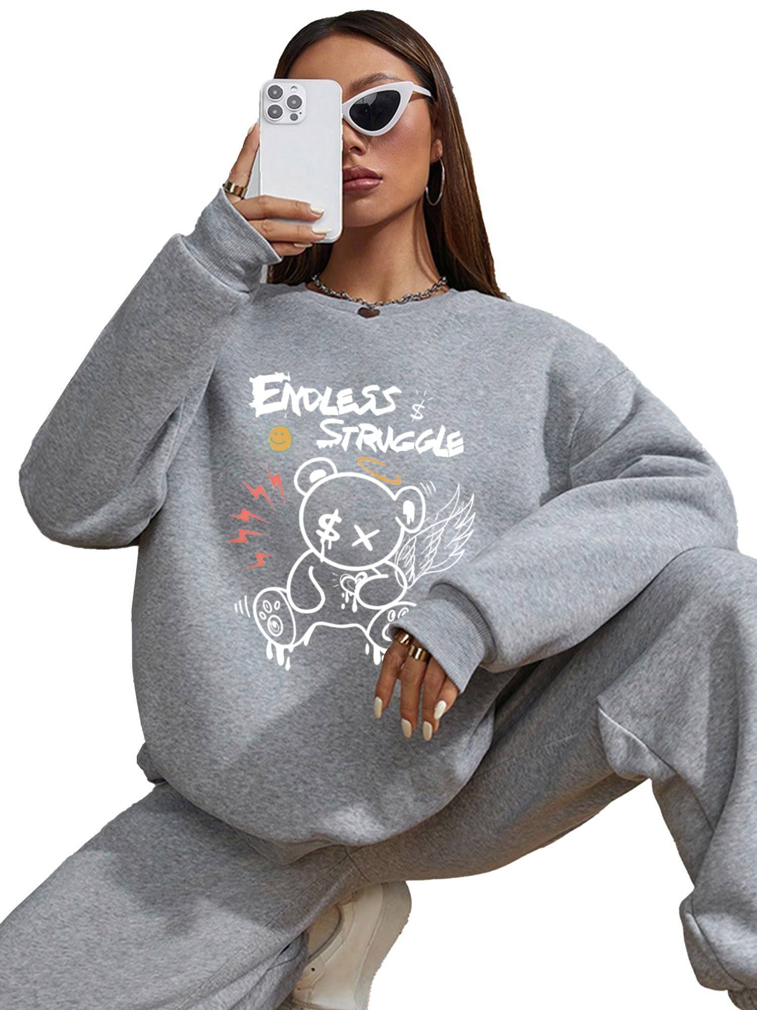 Women Sweatshirts Long Sleeve Crew Neck with Pockets