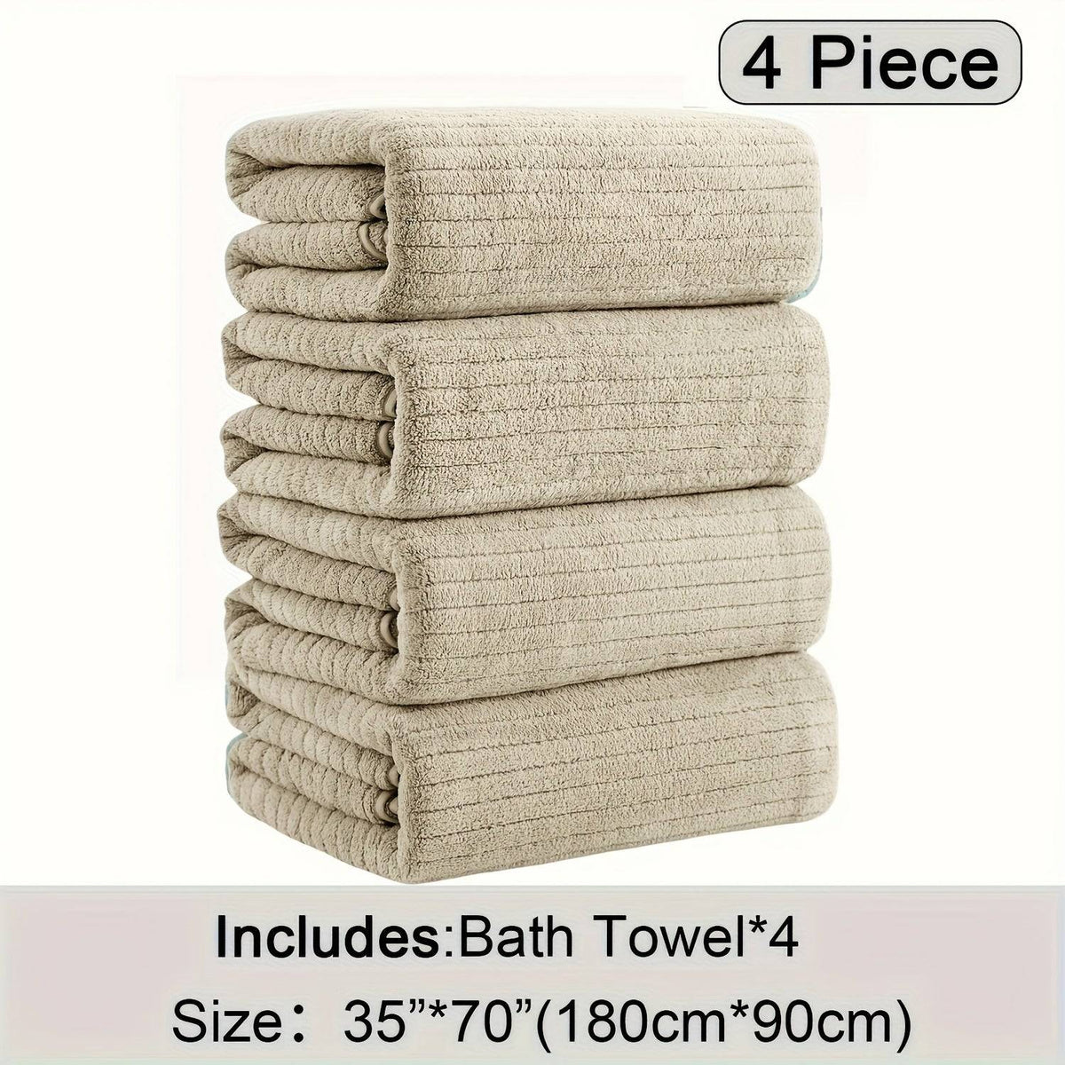 4-Pack Oversized Bath Towels Set 35"x70" XL Microfiber Towels Quick-Dry, Soft & Absorbent for Family or Hotel Use